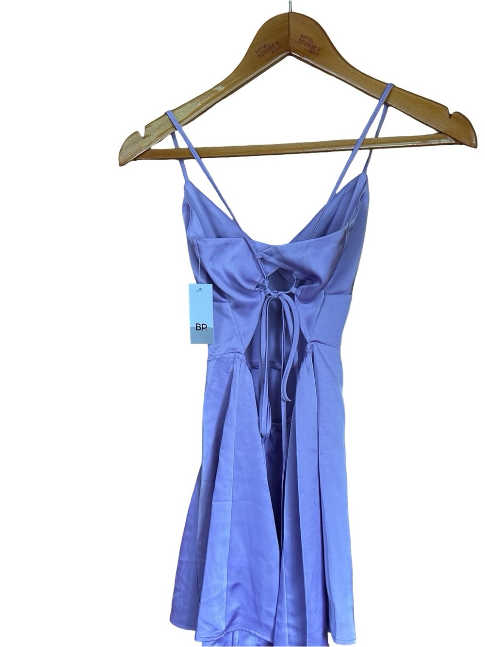 NWT BP Satin Lace Up Minidress in Lilac Purple XXS - Picture 3 of 10